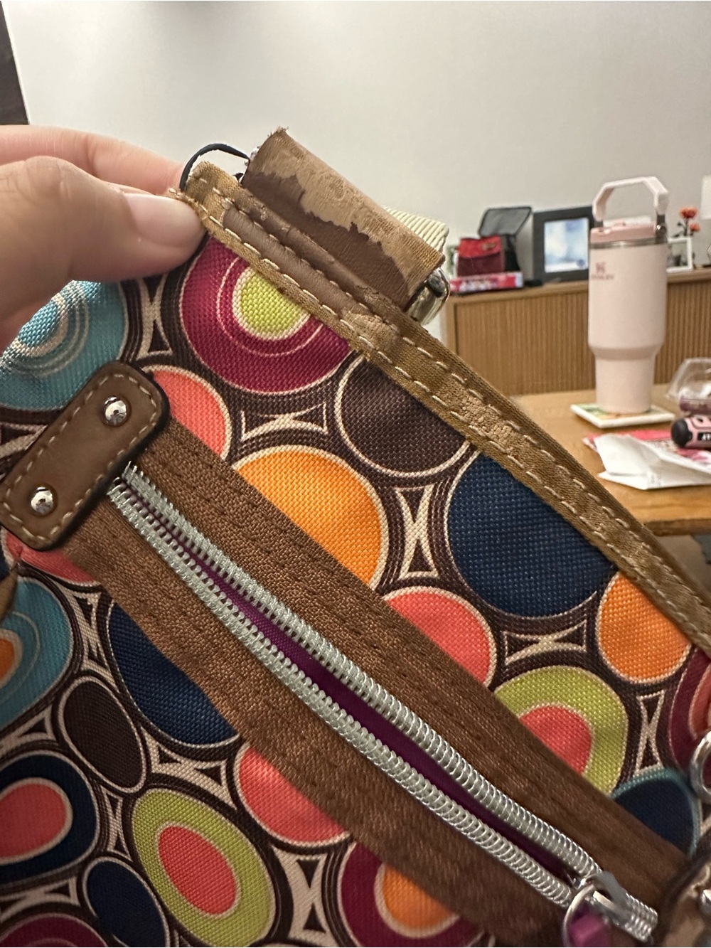 Sakroots Multicolor Circle-Print Crossbody in Teal, Coral, Lime, Navy & Orange - Picture 3 of 6